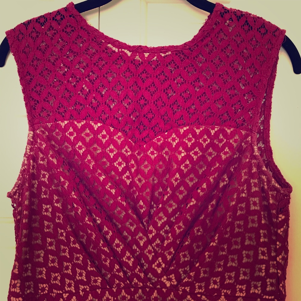 Sugarhill Boutique Fuchsia lace overlay dress